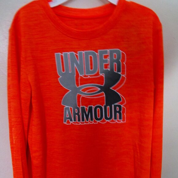 UNDER ARMOUR LONG SLEEVE BOYS JERSEY. SIZE 6,ORANGE. - Picture 1 of 4